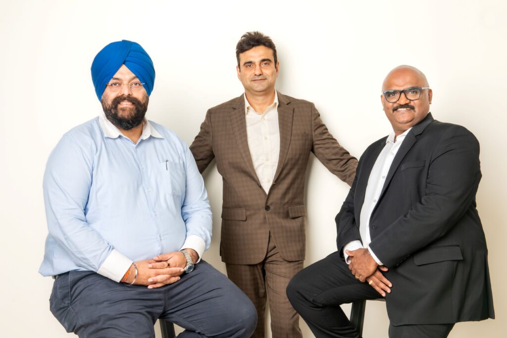 (L to R) Mr. Jaspreet Singh (Co-Founder), Mr. Saif Hasan (Founder) & Mr. Prajit Chandrasekhar (Founding Partner) – KreditVenture
