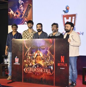 HiTech Animation Studio team - Subrata Roy, Managing Director, Ujaan Ganguly Writer and Co-director, actor Prasenjit Chatterjee well-wisher, Anurag Chirimar, Director and Ashish Thapar, CEO, at the launch of K