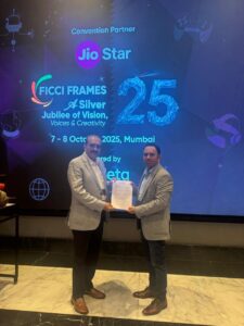 Mr. Rajiv Chilaka, Founder & CEO of Green Gold Animation, and Mr. Rajesh Turakhia, Founder & MD of Frameboxx Animation & VFX, commemorate the signing of a strategic MoU to launch an Industry Embedded Degree Prog