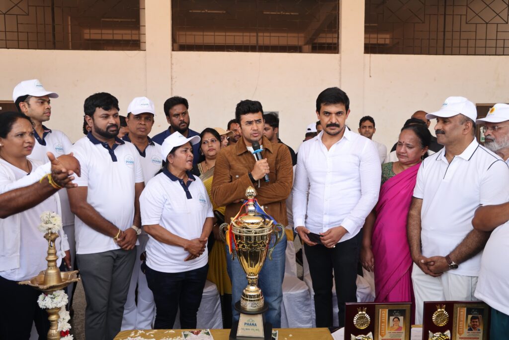 Tejasvi Surya addressing the crowd